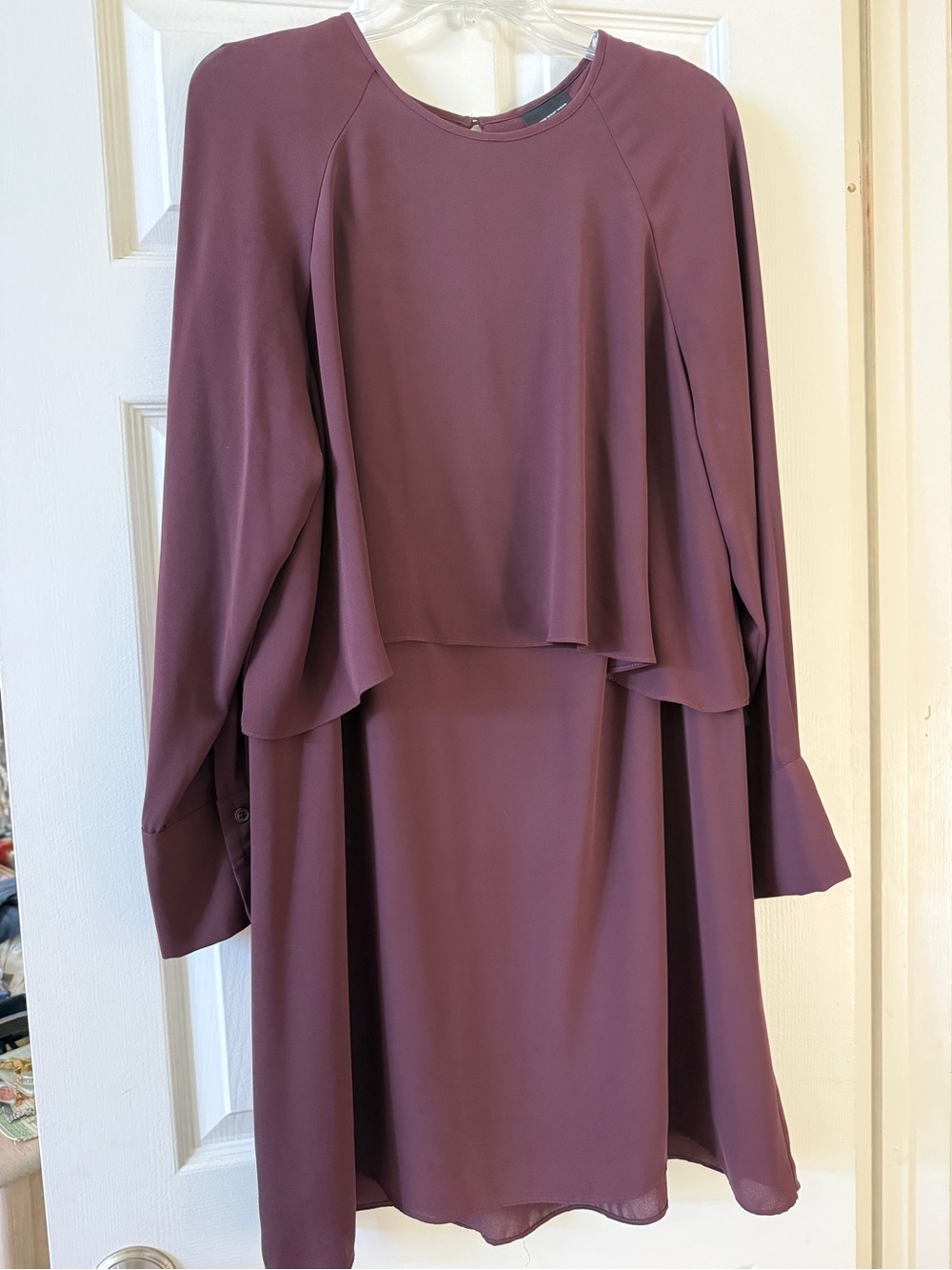 Who What Wear Burgundy Layered Cape Shift Mini Dress- Sz L